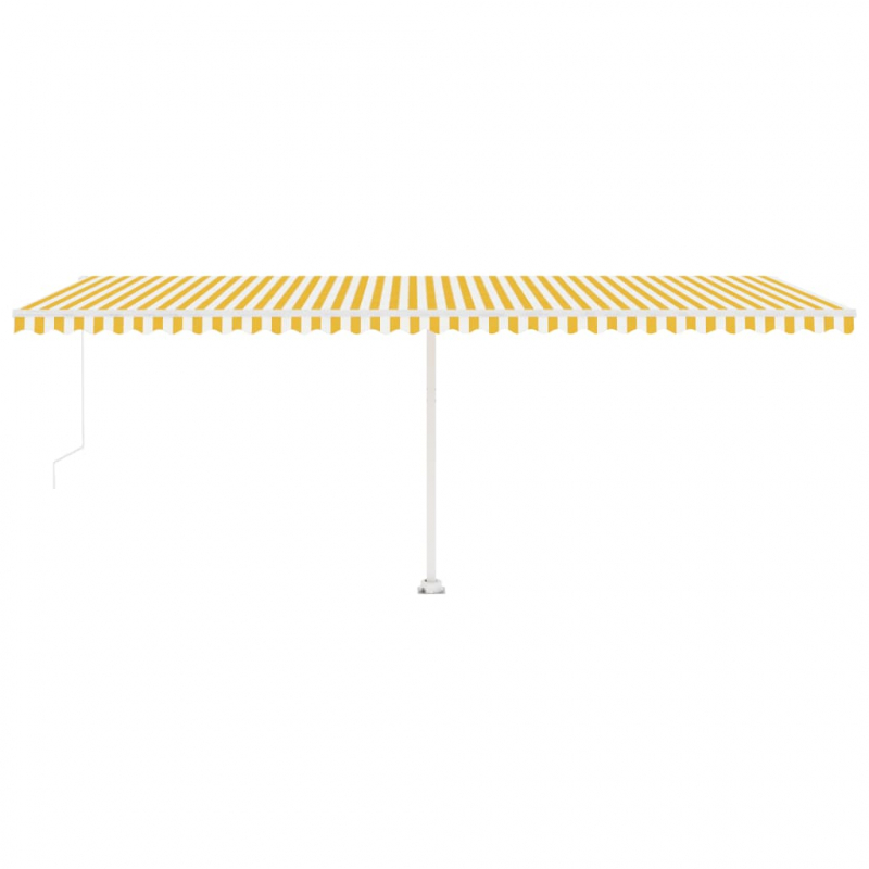 Markise Manuell Einziehbar mit LED 600x300 cm Gelb Weiß