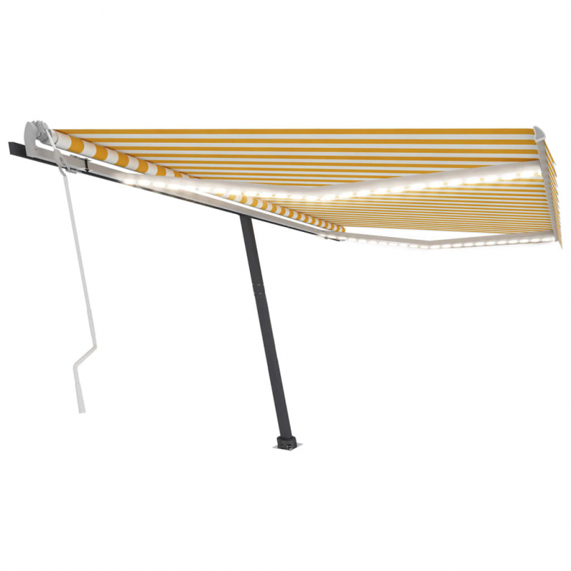 Markise Manuell Einziehbar mit LED 400x300 cm Gelb and Weiß