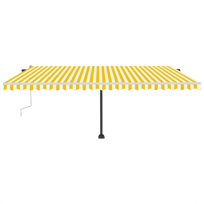 Markise Manuell Einziehbar mit LED 500x300 cm Gelb Weiß