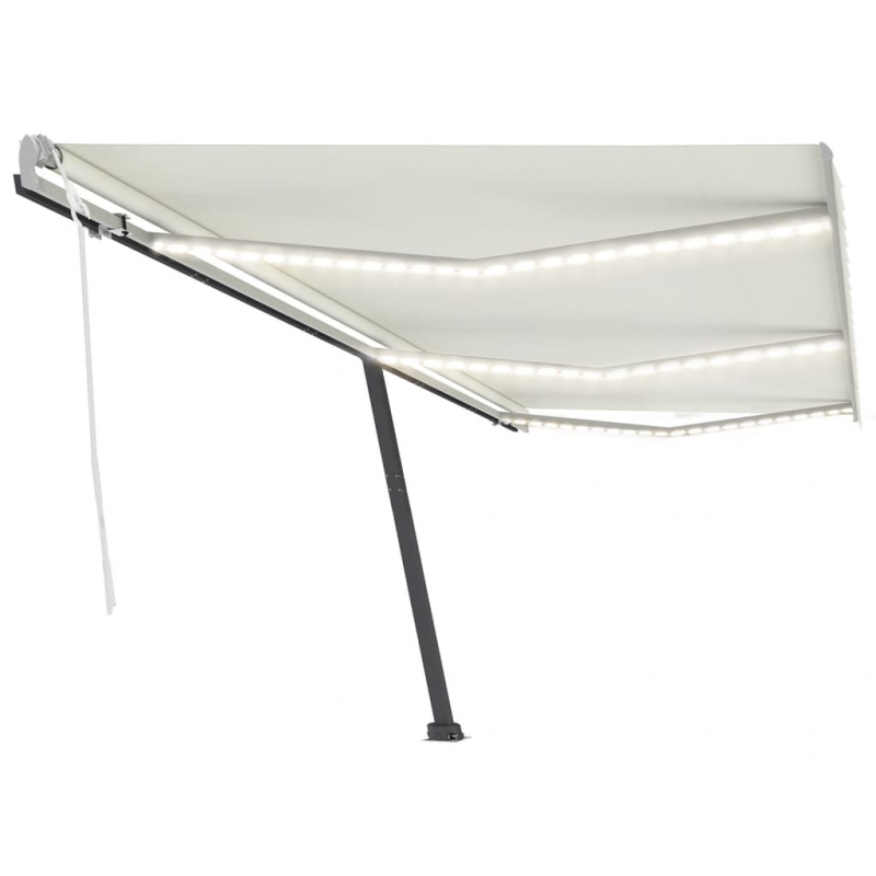 Markise Manuell Einziehbar mit LED 600x300 cm Creme