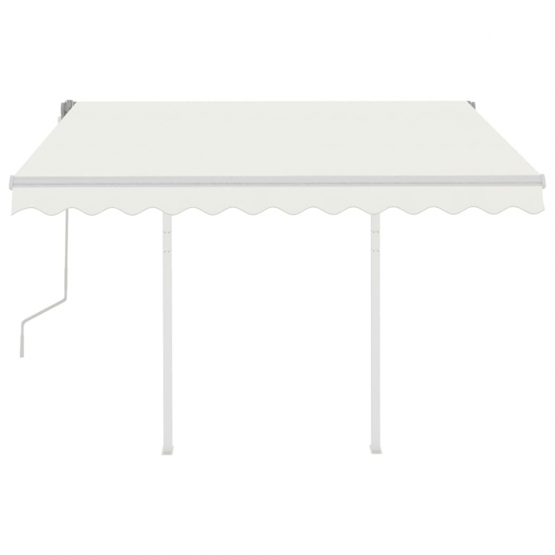 Markise Manuell Einziehbar mit Pfosten 3x2,5 m Creme