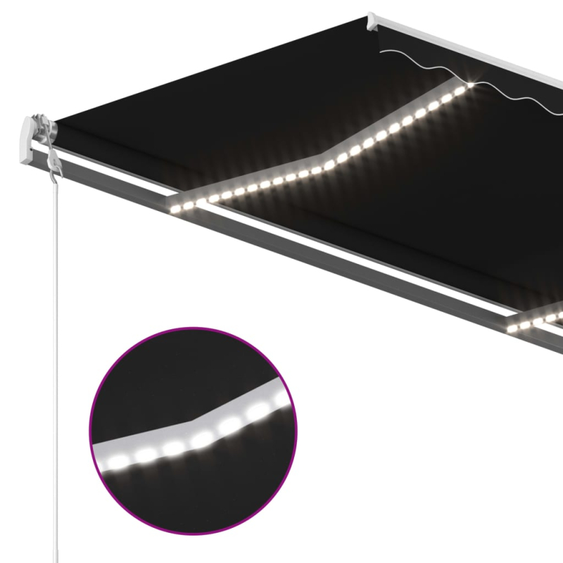 Markise Manuell Einziehbar mit LED 3x2,5 m Anthrazit