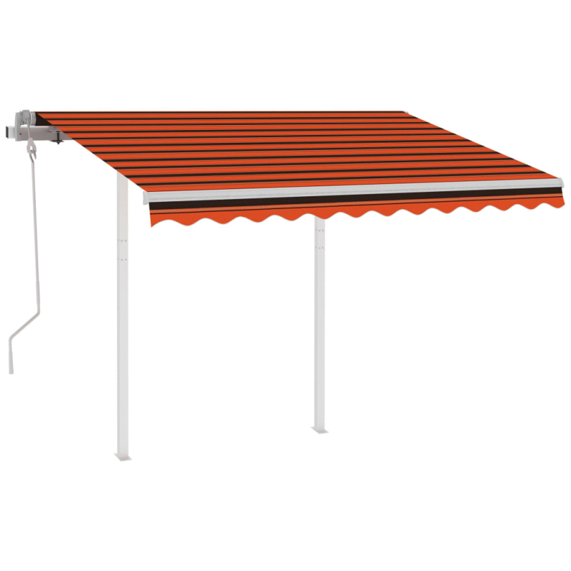 Markise Manuell Einziehbar mit Pfosten 3,5x2,5 m Orange & Braun