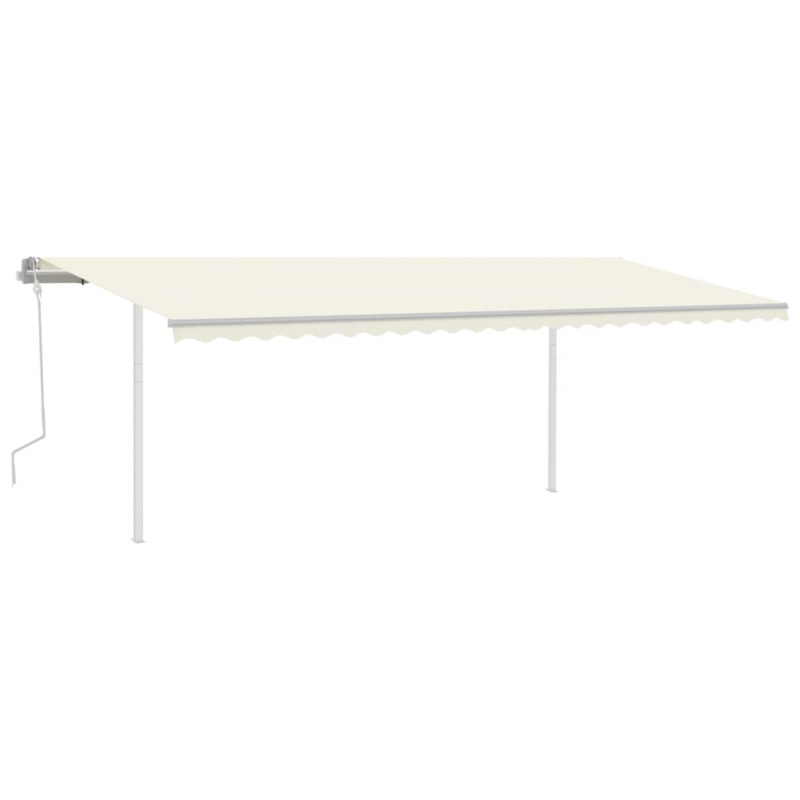 Markise Manuell Einziehbar mit Pfosten 6x3 m Creme
