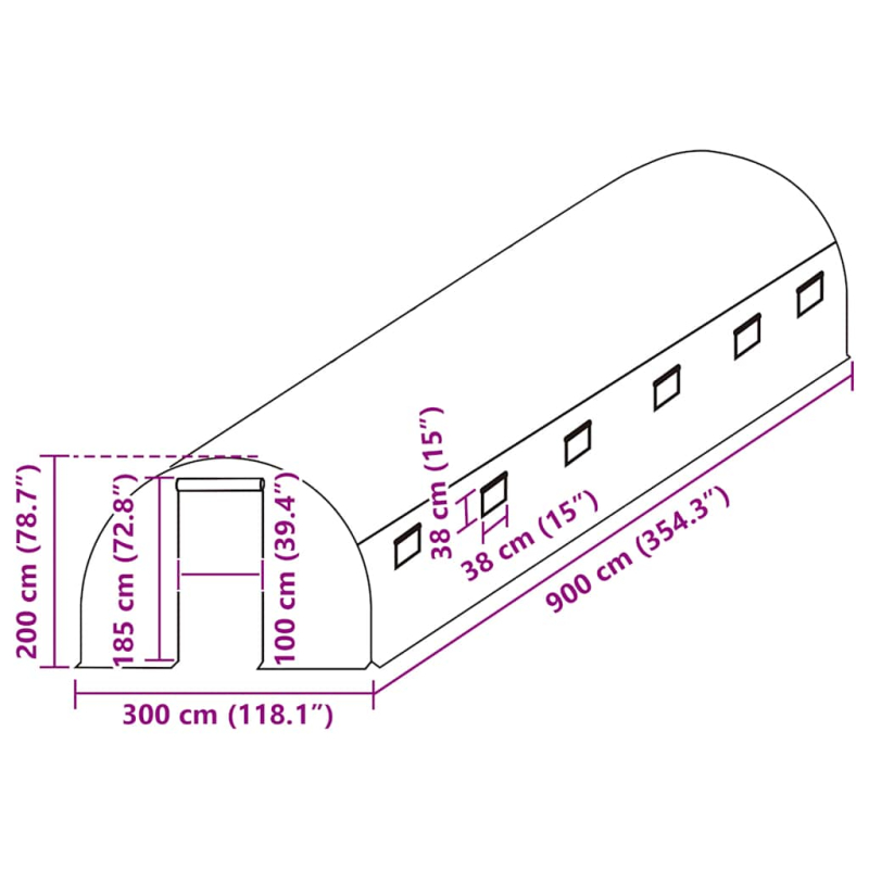Ersatzabdeckung für Gewächshaus (27 m²) 300x900x200 cm Grün