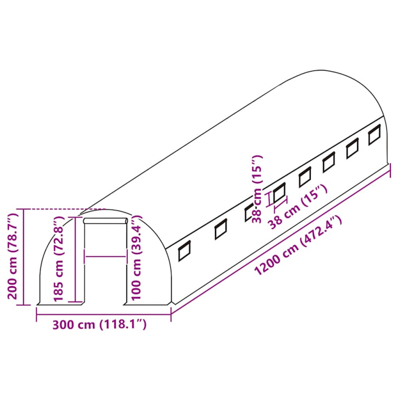 Ersatzabdeckung für Gewächshaus (36 m²) 3x12x2 m Transparent