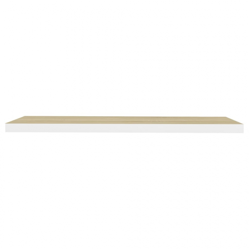 Schweberegale 2 Stk. Eiche und Weiß 90x23,5x3,8 cm MDF
