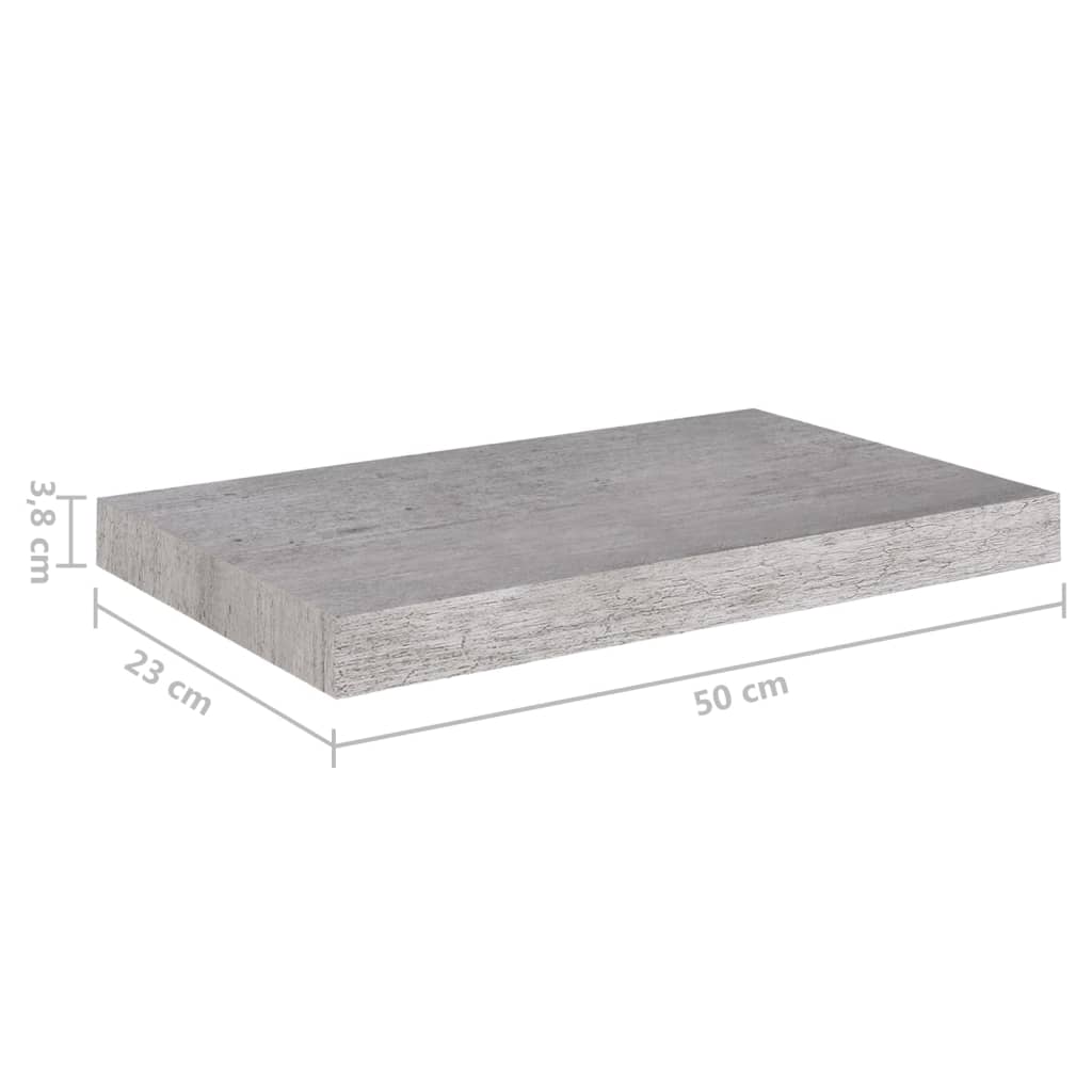 Schweberegale 4 Stk. Betongrau 50x23x3,8 cm MDF