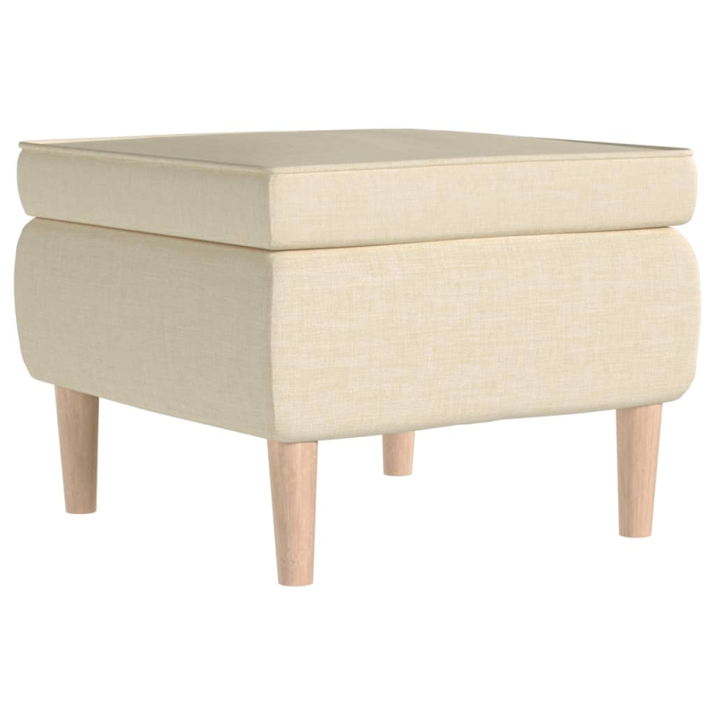 Hocker mit Holzbeinen Creme Stoff