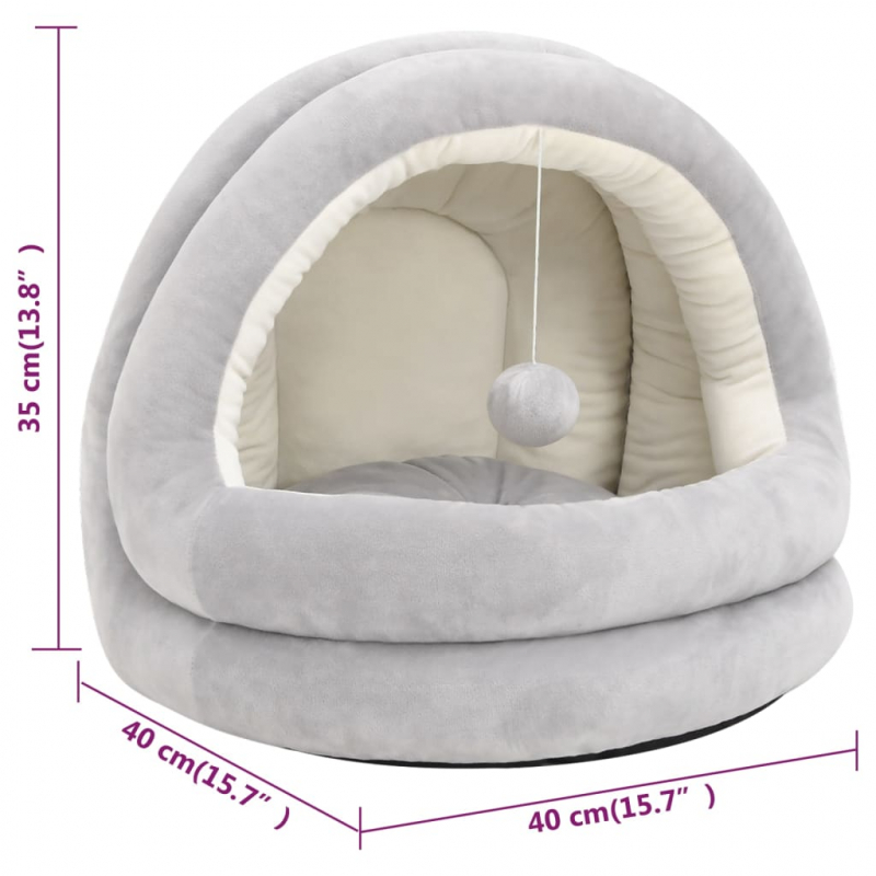 Katzenbett 40x40x35 cm Grau und Creme