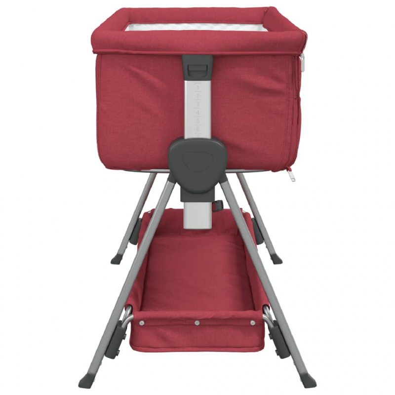 Babybett mit Matratze Rot Leinenstoff