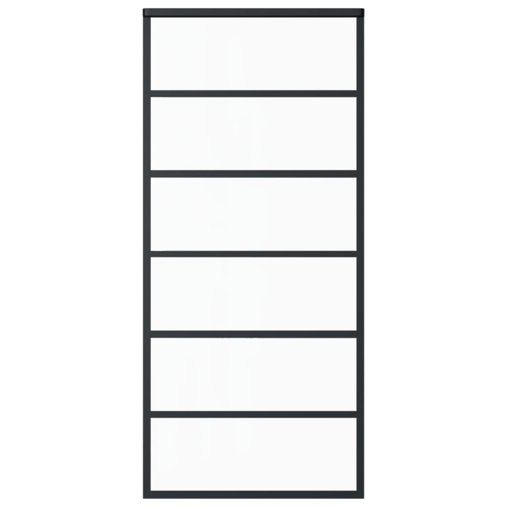 Schiebetür ESG-Glas und Aluminium 90x205 cm Schwarz