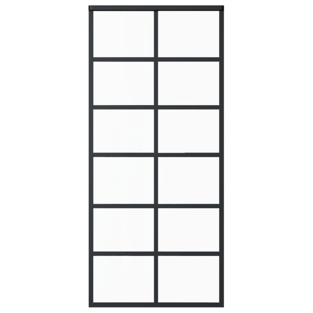 Schiebetür ESG-Glas und Aluminium 90x205 cm Schwarz