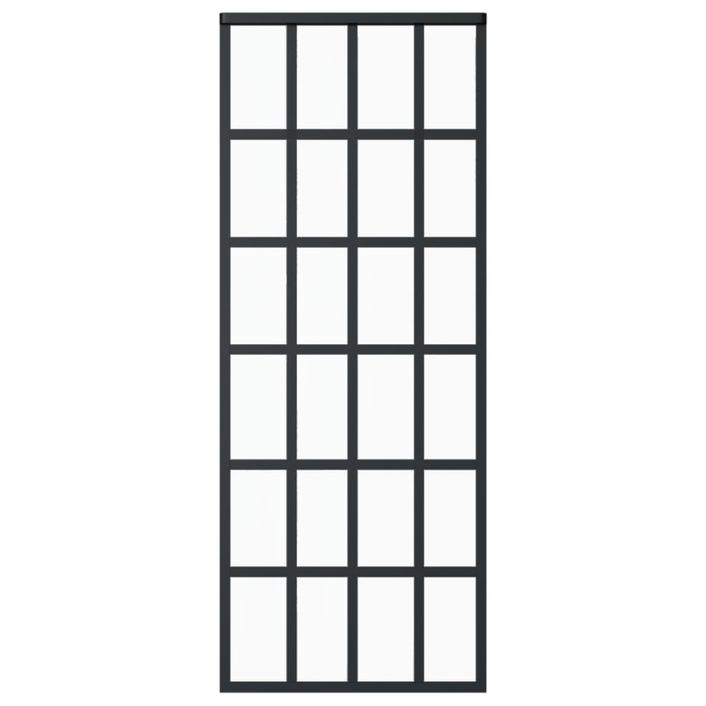 Schiebetür ESG-Glas und Aluminium 76x205 cm Schwarz