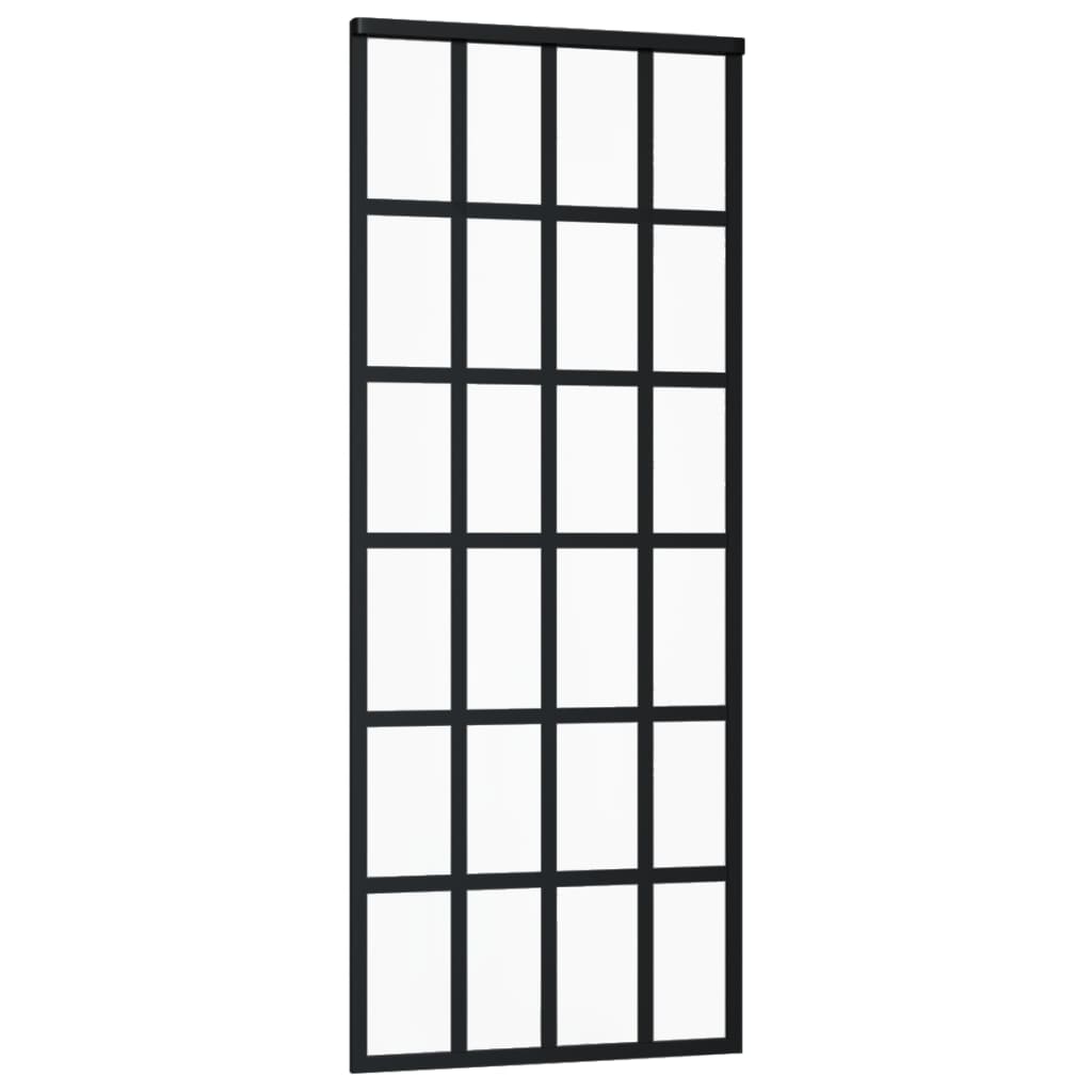 Schiebetür ESG-Glas und Aluminium 76x205 cm Schwarz