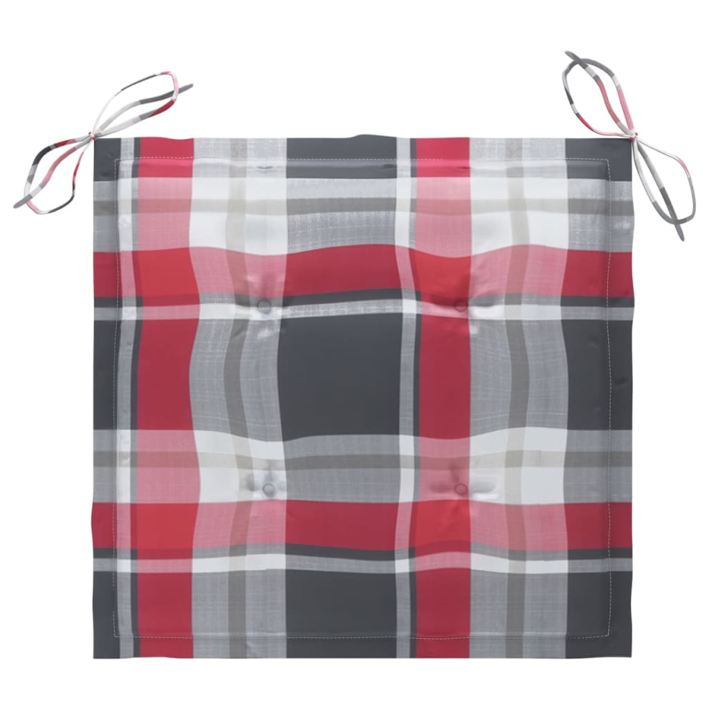 Gartenstühle 6 Stk. Rote Karomuster-Kissen Massivholz Teak