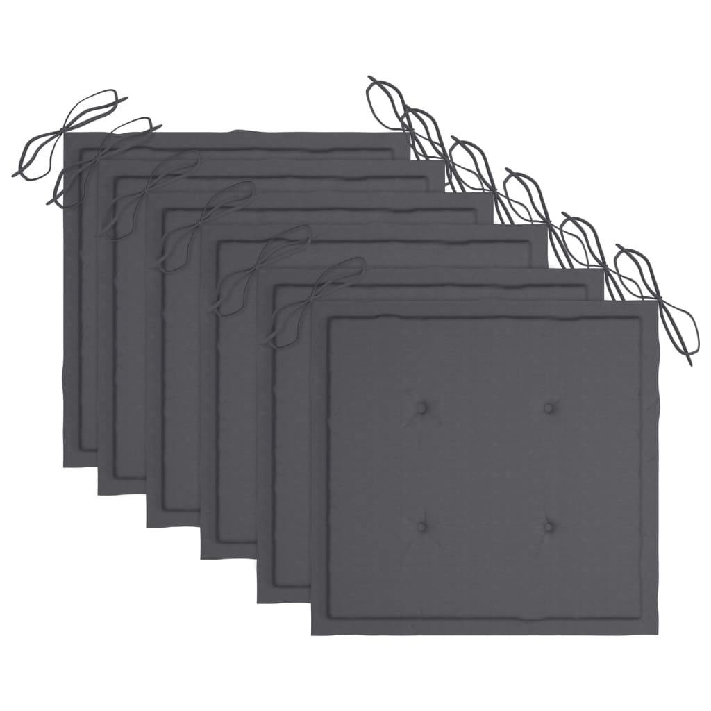 Stapelbare Gartenstühle mit Kissen 6 Stk. Massivholz Teak