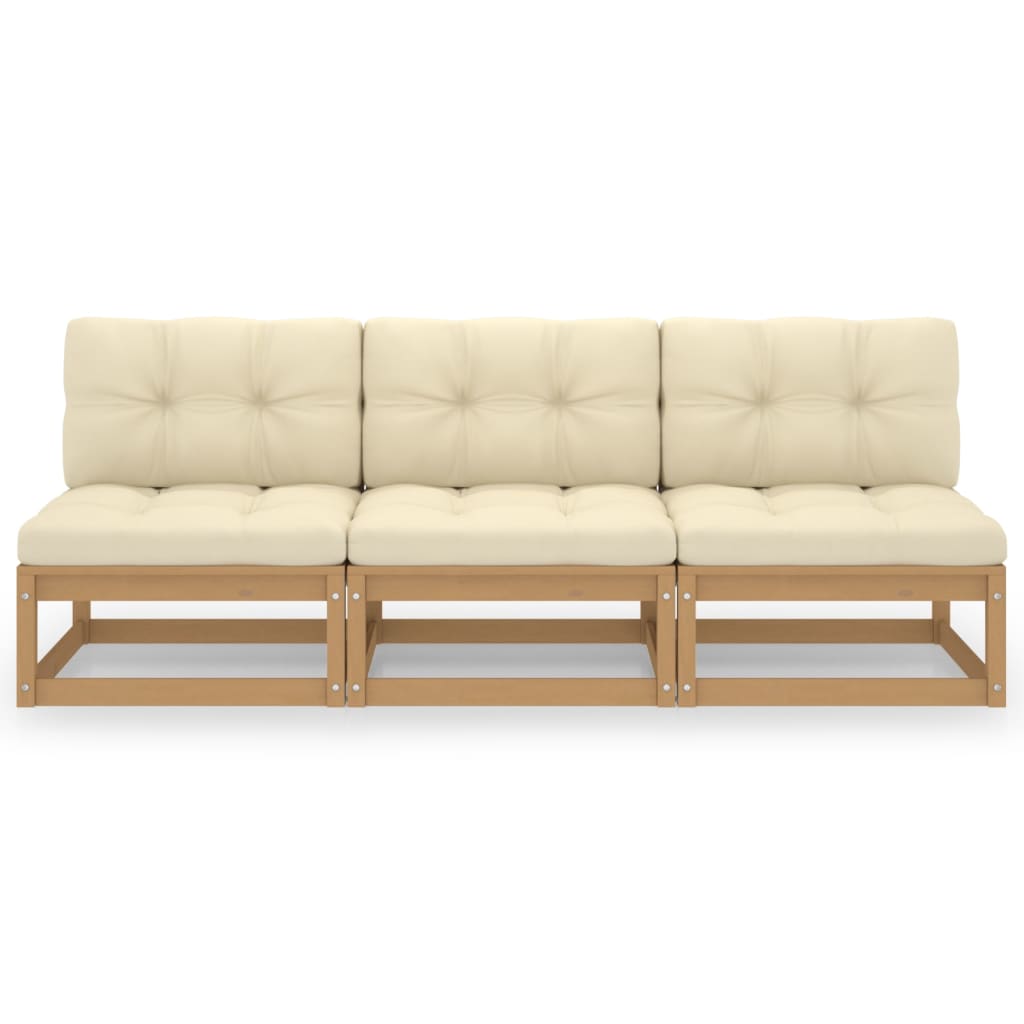 3-Sitzer-Sofa mit Kissen Kiefer Massivholz
