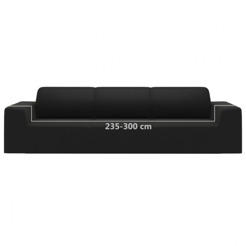 Stretch Sofahusse 4-Sitzer Schwarz Polyester-Jersey