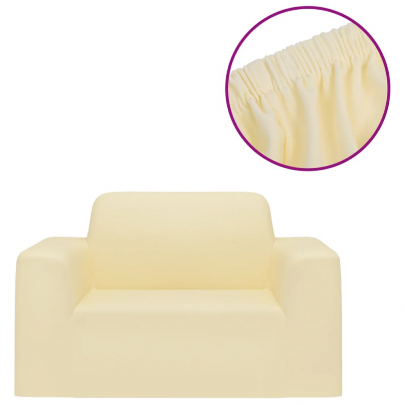 Stretch-Sofahusse Creme Polyester-Jersey