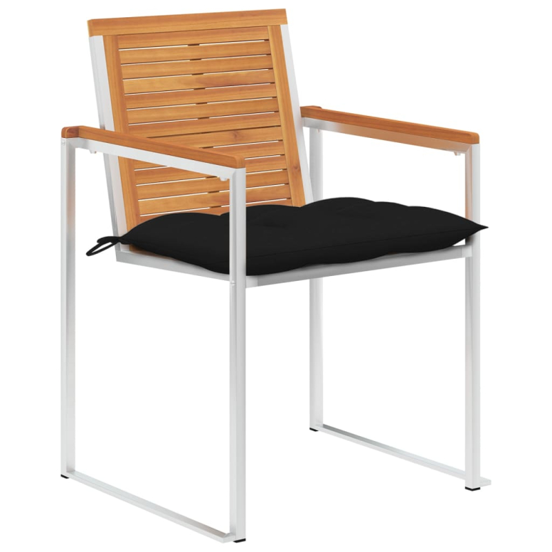 Gartenstühle 4 Stk. mit Kissen Massivholz Akazie