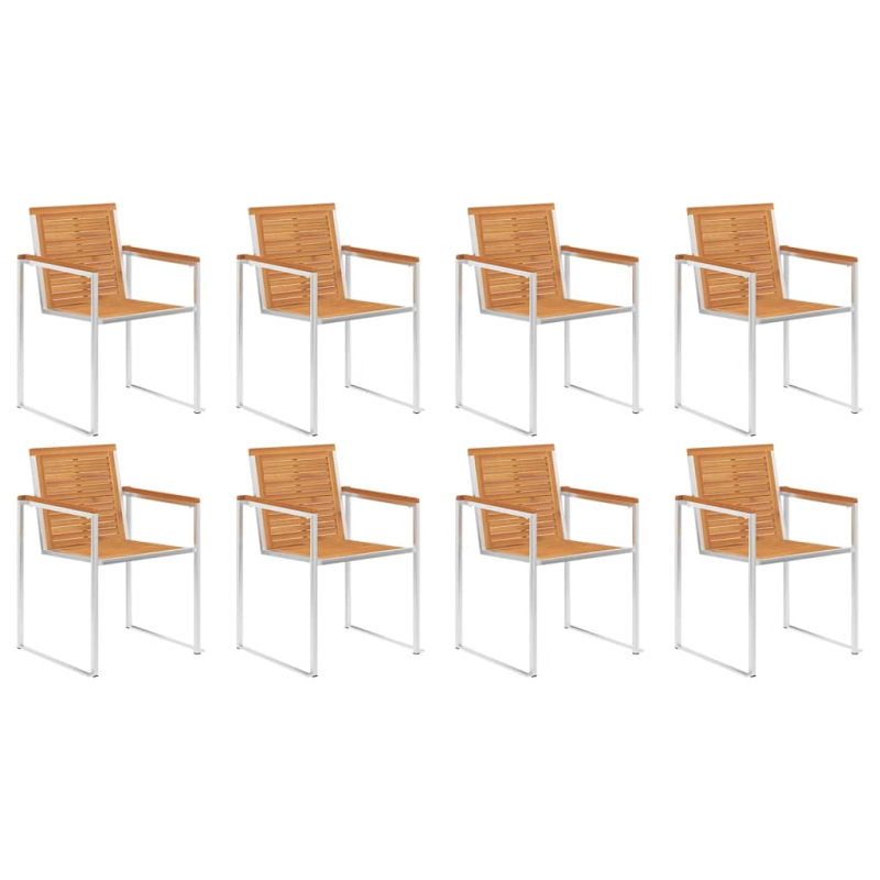 Gartenstühle 8 Stk. mit Kissen Massivholz Akazie