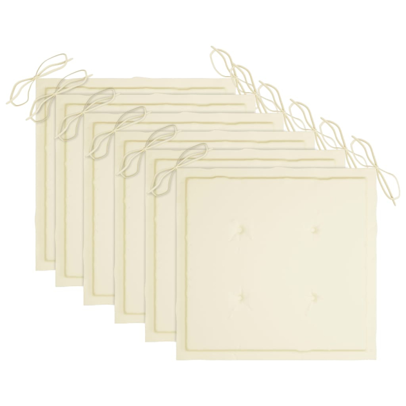 6 Stk. Gartenstühle mit Kissen Massivholz Teak