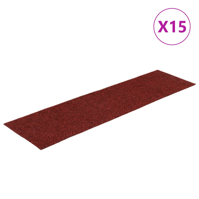 Selbstklebende Treppenmatten 15 Stk. Rechteckig 76x20 cm Rot