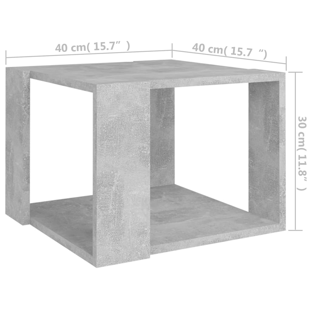 Couchtisch Betongrau 40x40x30 cm Holzwerkstoff