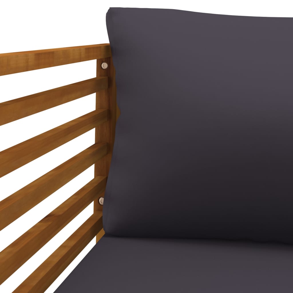 Gartenstuhl mit Dunkelgrauen Kissen Massivholz Akazie