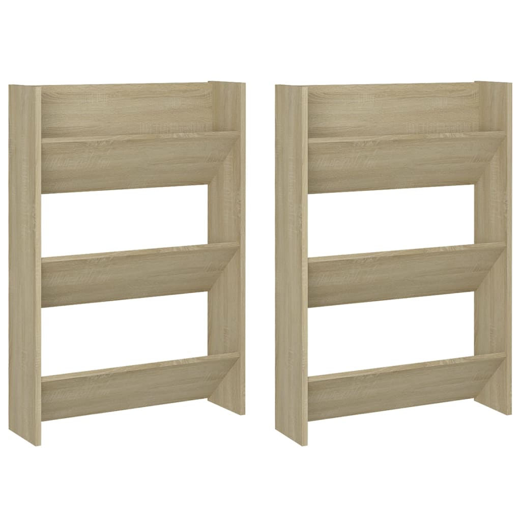 Wand-Schuhschränke 2 Stk. Sonoma-Eiche 60x18x90cm Holzwerkstoff