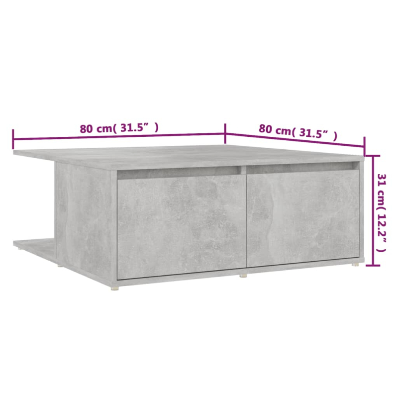 Couchtisch Betongrau 80x80x31 cm Holzwerkstoff