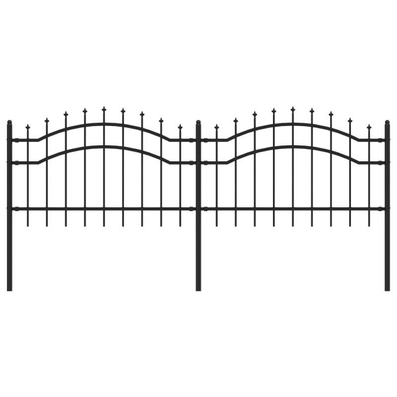Gartenzaun mit Speerspitzen Schwarz 115 cm Stahl