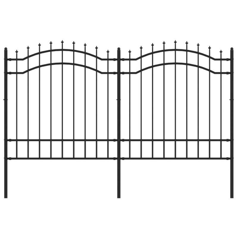 Gartenzaun mit Speerspitzen Schwarz 165 cm Stahl