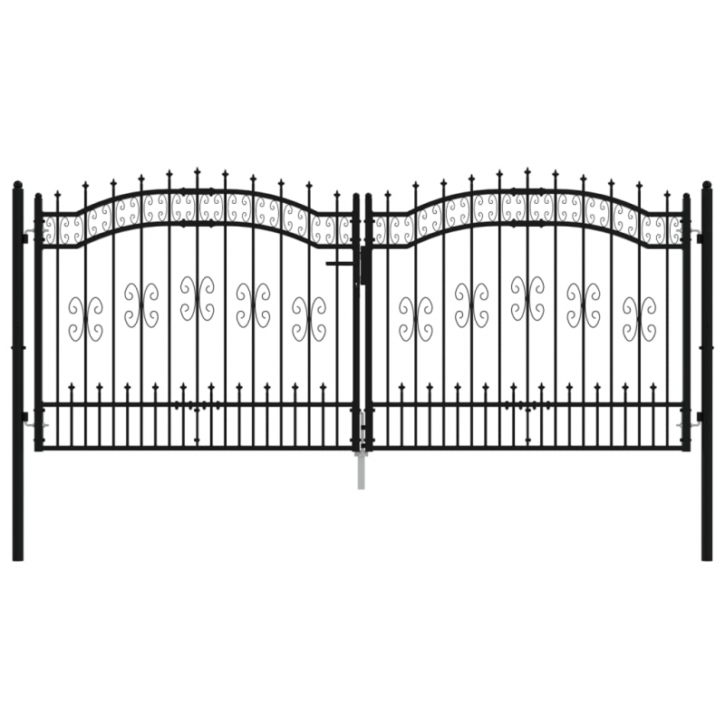 Zauntor mit Speerspitzen Schwarz 305x173 cm Stahl