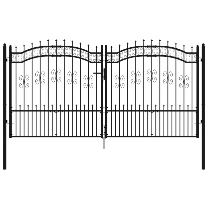 Zauntor mit Speerspitzen Schwarz 305x198 cm Stahl