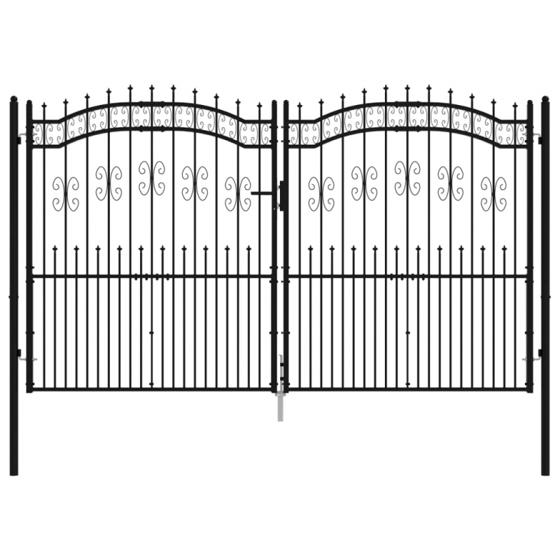 Zauntor mit Speerspitzen Schwarz 305x223 cm Stahl