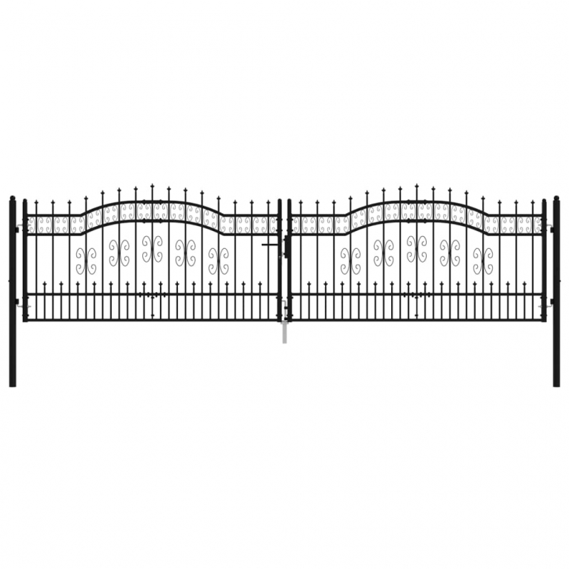 Zauntor mit Speerspitzen Schwarz 406x151 cm Stahl