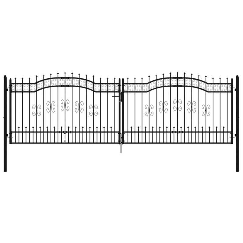 Zauntor mit Speerspitzen Schwarz 406x173 cm Stahl