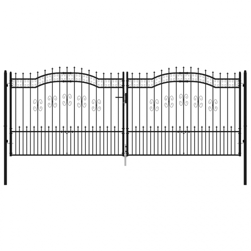 Zauntor mit Speerspitzen Schwarz 406x198 cm Stahl