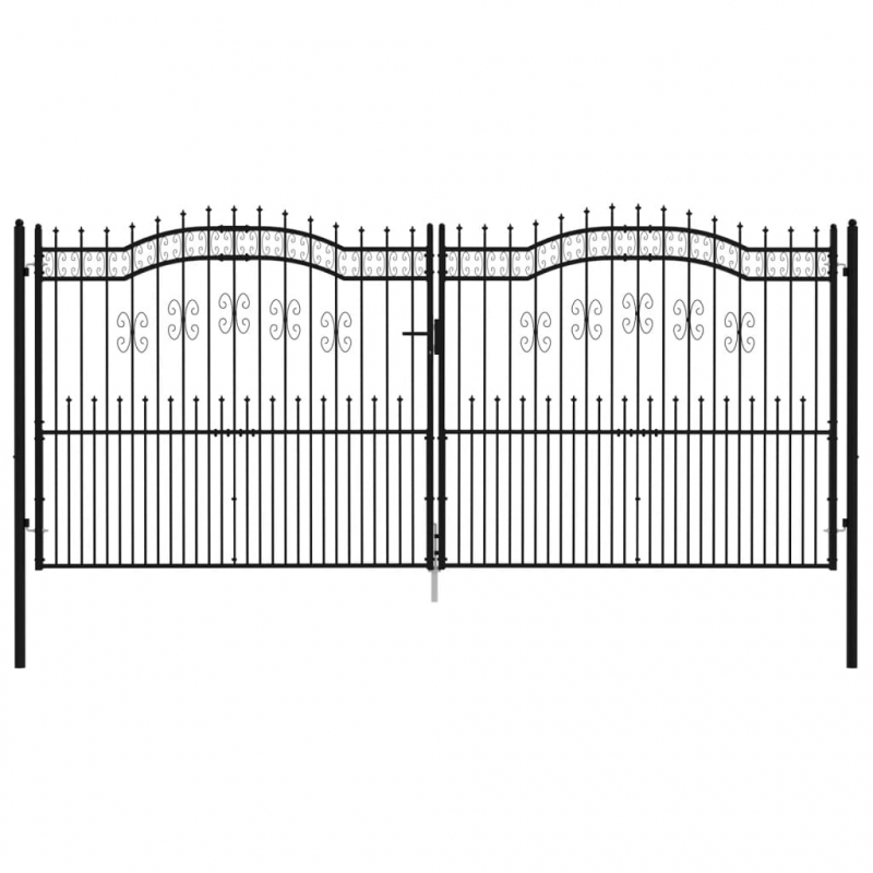 Zauntor mit Speerspitzen Schwarz 406x223 cm Stahl