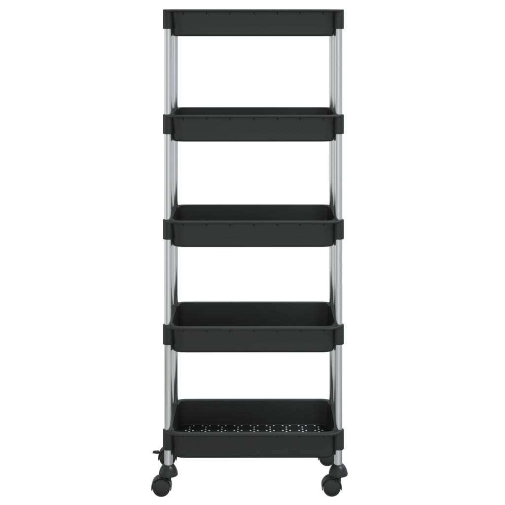 Küchenwagen 5 Etagen Schwarz 42x29x128 cm Eisen und ABS