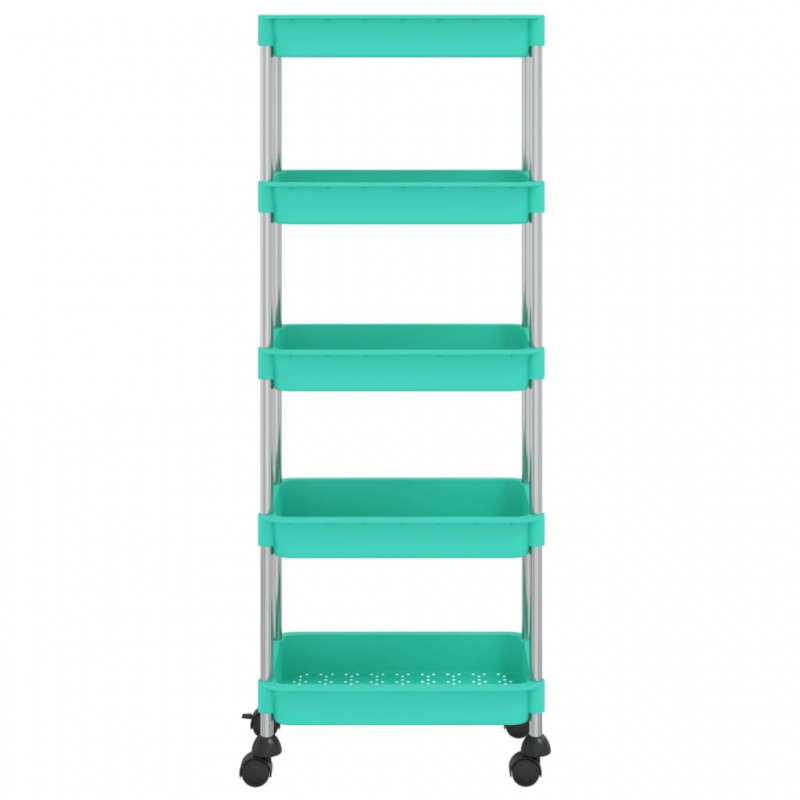 Küchenwagen 5 Etagen Türkis 42x29x128 cm Eisen und ABS