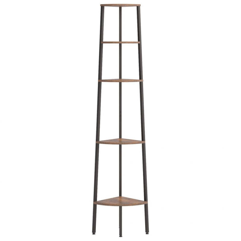 Eckregal mit 5 Böden Dunkelbraun und Schwarz 45,5x31,5x180 cm