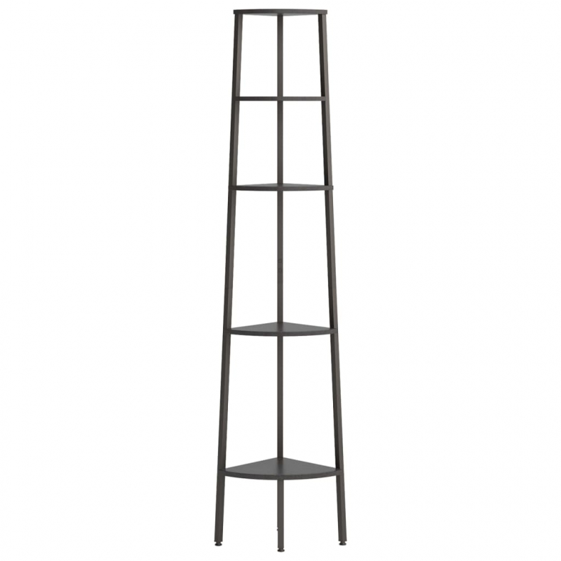 Eckregal mit 5 Ablagen Schwarz 45,5x31,5x180 cm