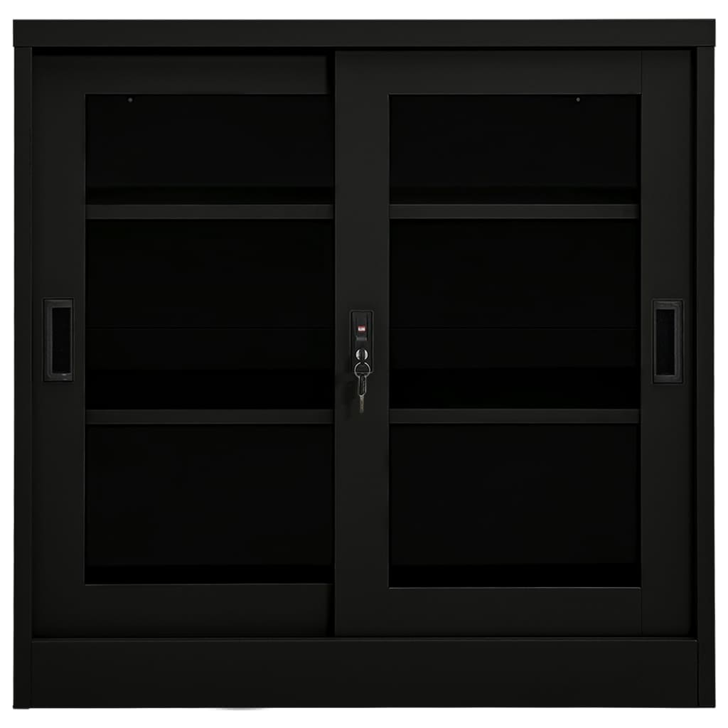 Schrank mit Schiebetür Schwarz 90x40x90 cm Stahl