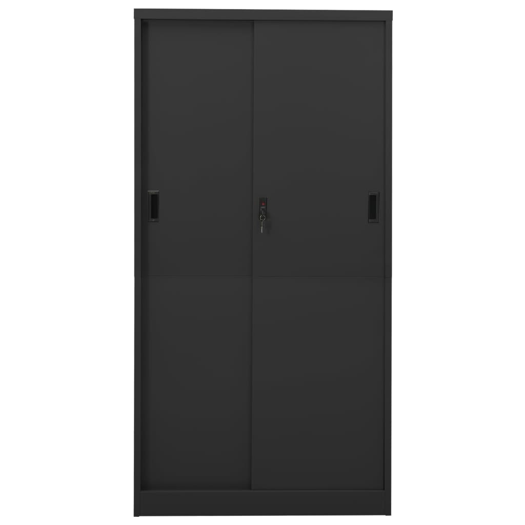 Büroschrank mit Schiebetür Anthrazit 90x40x180 cm Stahl