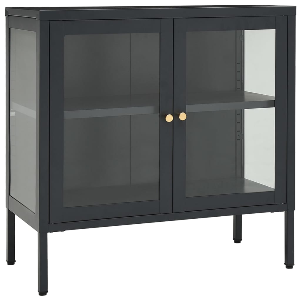 Sideboard Anthrazit 70x35x70 cm Stahl und Glas