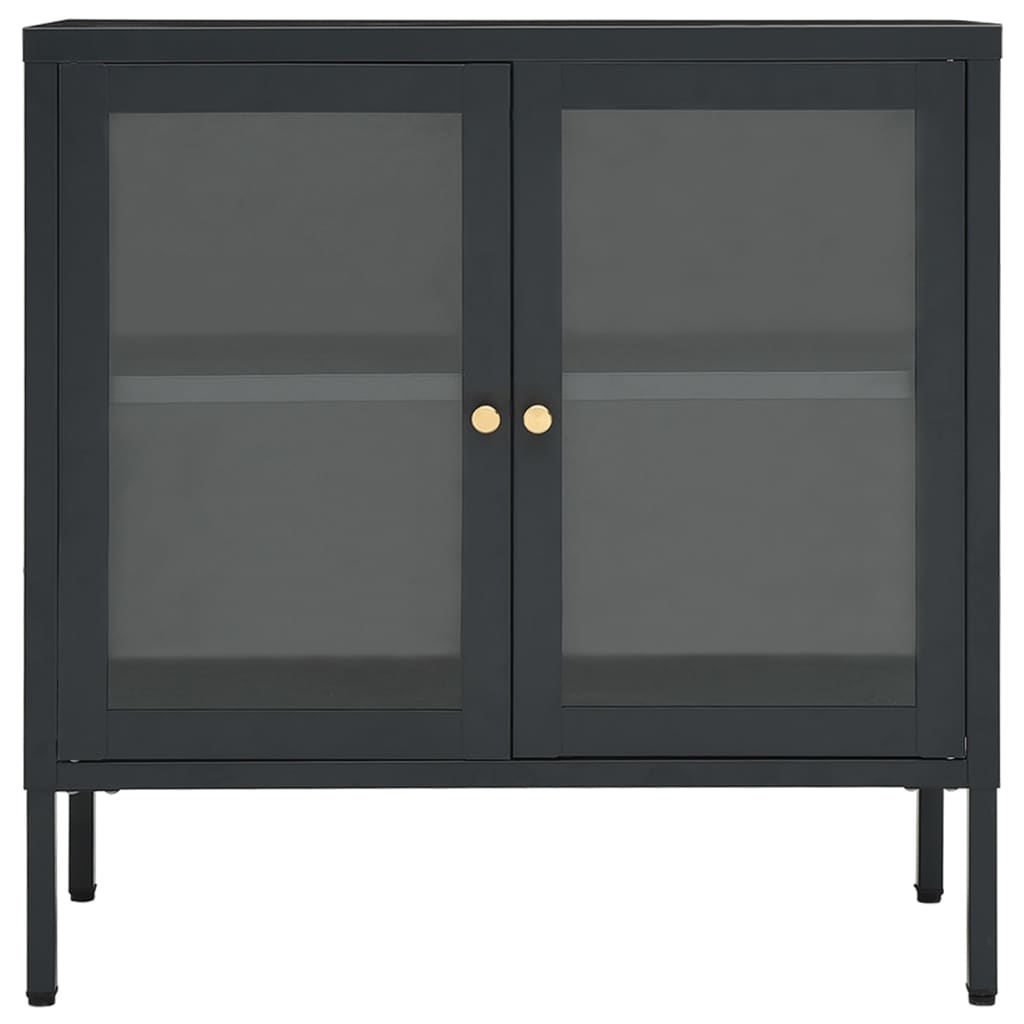 Sideboard Anthrazit 70x35x70 cm Stahl und Glas