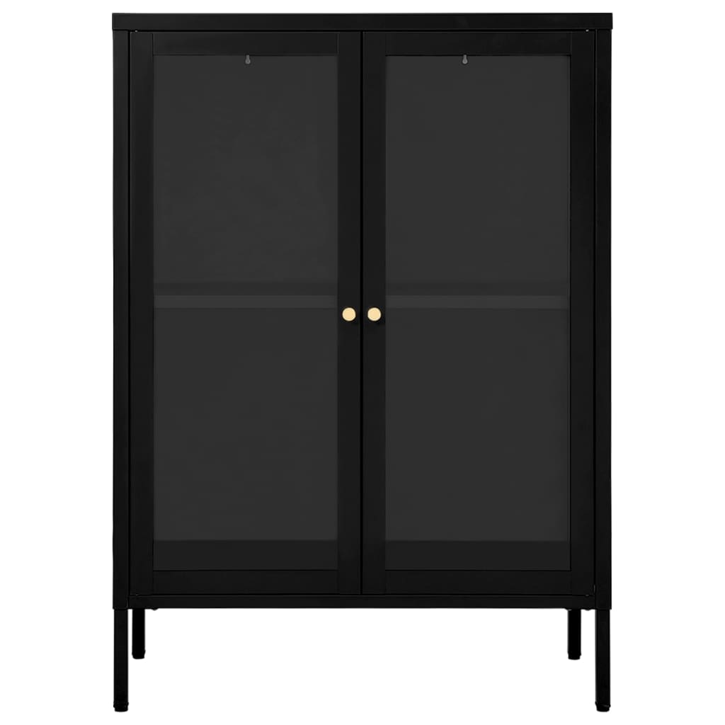 Sideboard Schwarz 75x35x105 cm Stahl und Glas